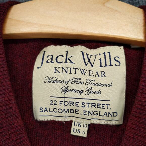Jack Wills Knitwear 100% Merino Wool Sweater Size 6 Red UK Size 10 - Picture 11 of 12